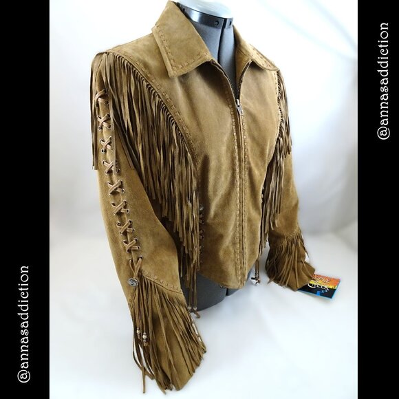 Ripple Creek Women's Tan Leather Fringe Jacket - Picture 4 of 12